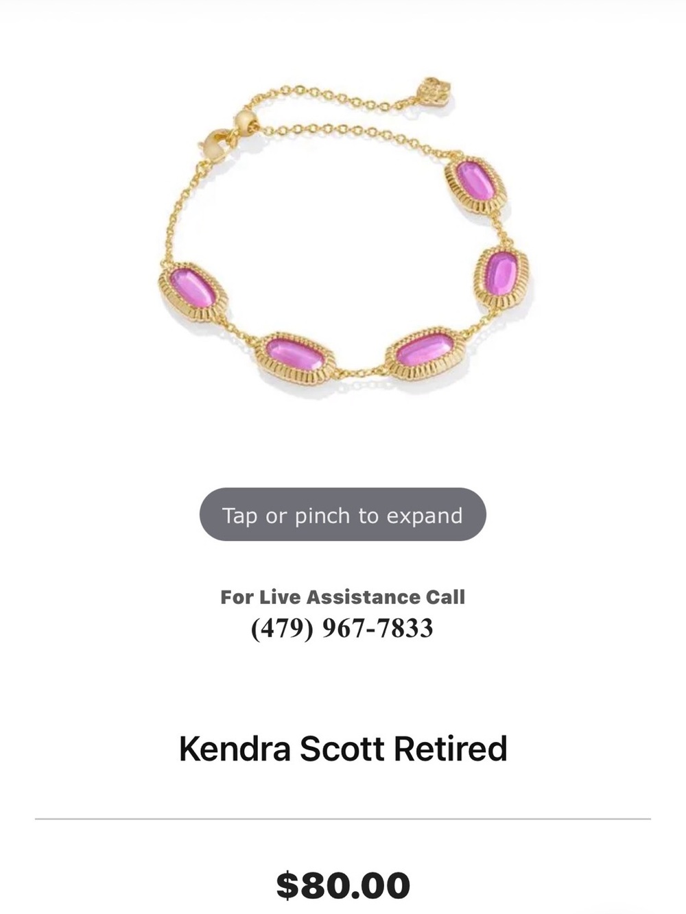 Kendra Scott Gold Bracelet with Pink Stones